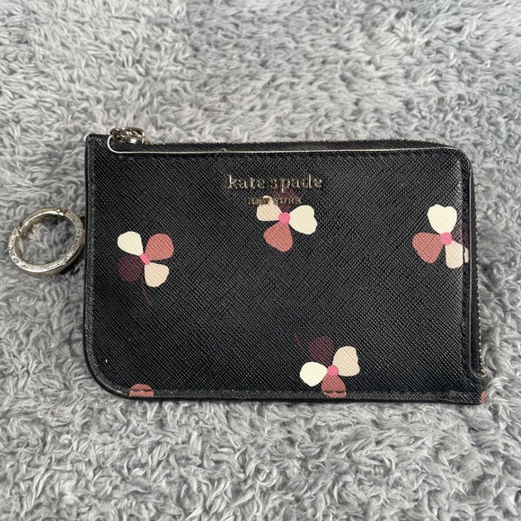 kate spade new york Accessories - Kate Spade Floral l-zip Card Holder Dusk Buds W/ Keychain Small Wallet